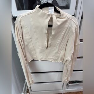 Cream Zip-Up Women's Top